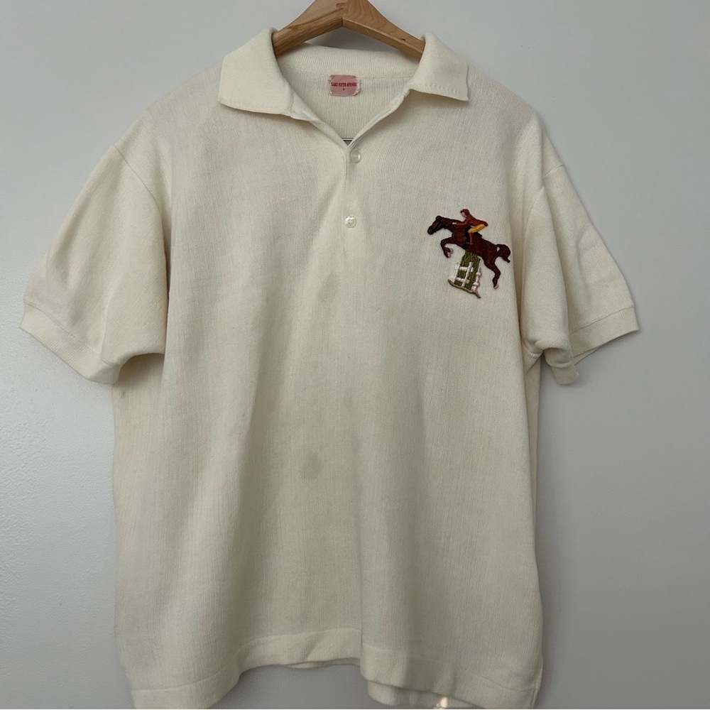 Vintage Saks 5th Ave. horse racing polo shirt L